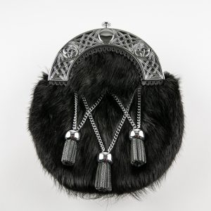 Dress Sporran - Black Rabbit, Criss Cross, Celtic Cantle